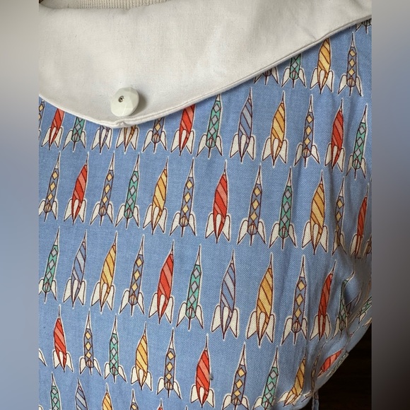 Bernie Dexter vintage 50s style MCM dress VLV pale blue rockets rockabilly - Picture 5 of 6